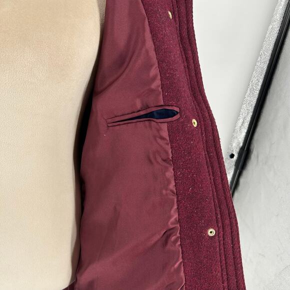 J.Crew Chateau Parka Italian Stadium Cloth Wool Coat Jacket Dark Red Womens Sz 0 - Picture 6 of 8